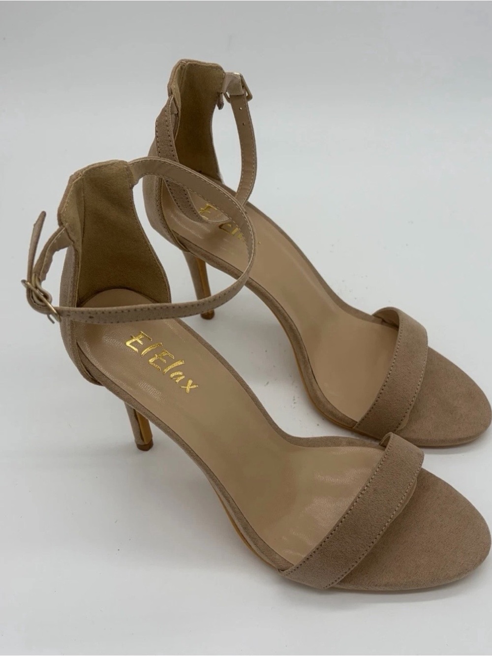 Women's Ankle Strap Heels in Taupe Suede